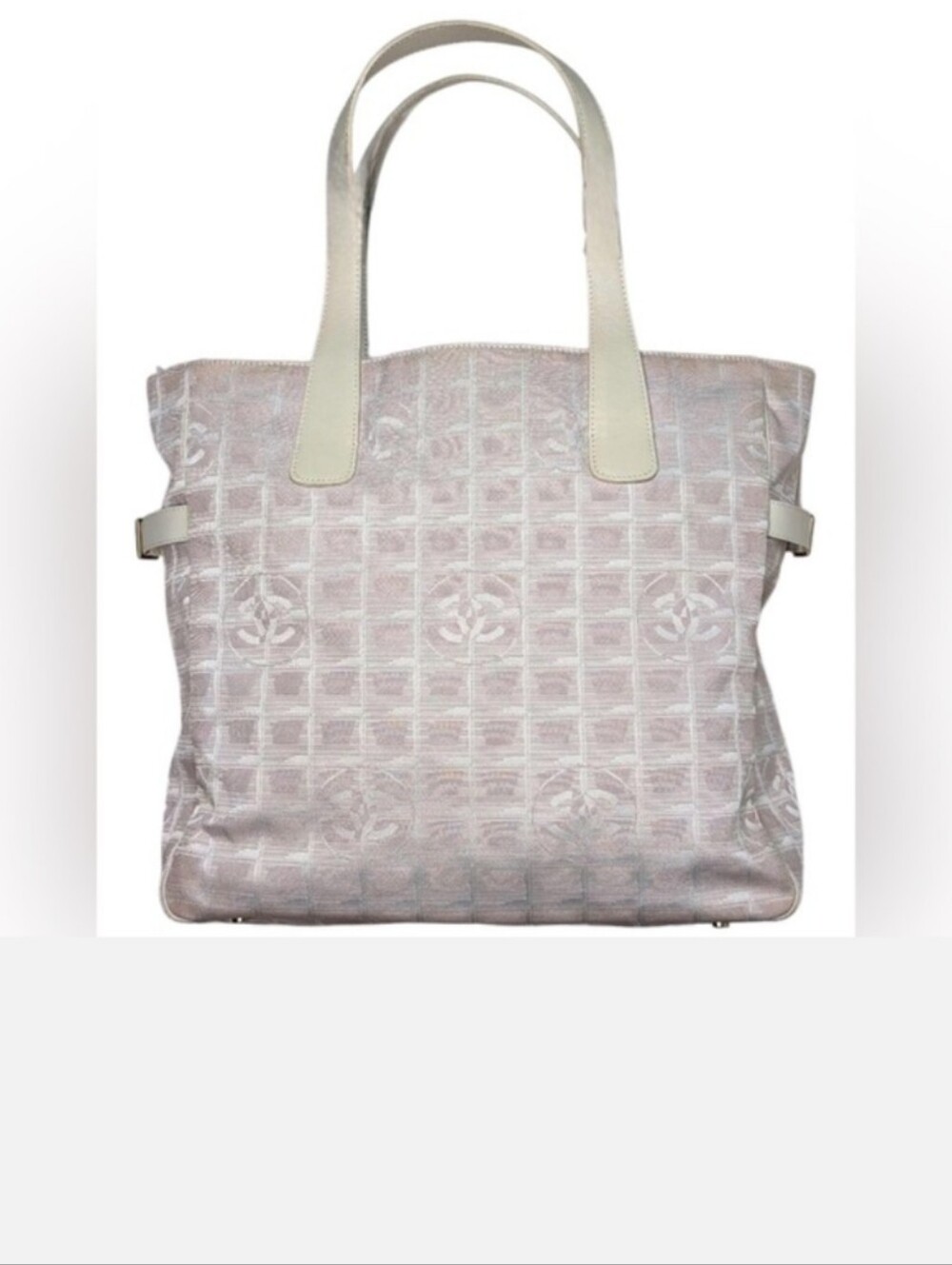20 4 20 CHANEL Pale Pink Travel Line Tote with Cream Handles Like New Condition - Picture 8 of 15
